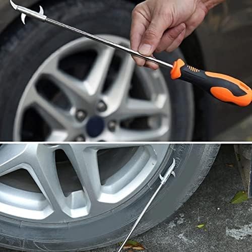 Car Tire Stone Cleaning Hook, Auto Remover Tire Groove Stones Removing Tool for Motor Bike Truck Tyre, Car Tire Protector Repair Tools with Solid Rubber Handle