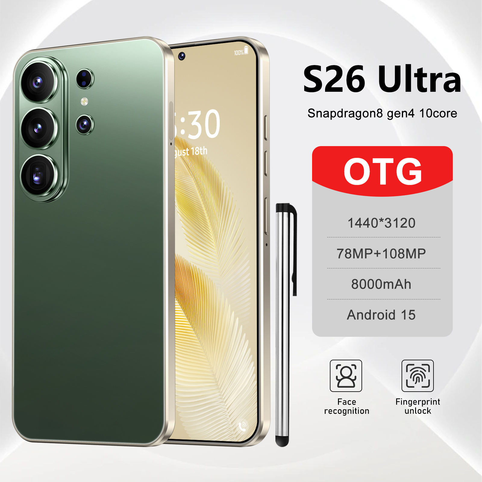 S26 Ultra 7-Inch 16GB+1TB Smartphone Original 5G HD Smart Phone with Decacore CPU Unlocked Dual Card New Mobile Phone
