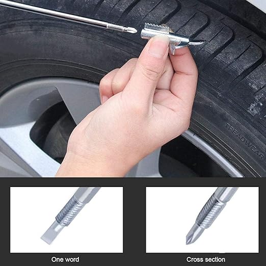 Car Tire Stone Cleaning Hook, Auto Remover Tire Groove Stones Removing Tool for Motor Bike Truck Tyre, Car Tire Protector Repair Tools with Solid Rubber Handle